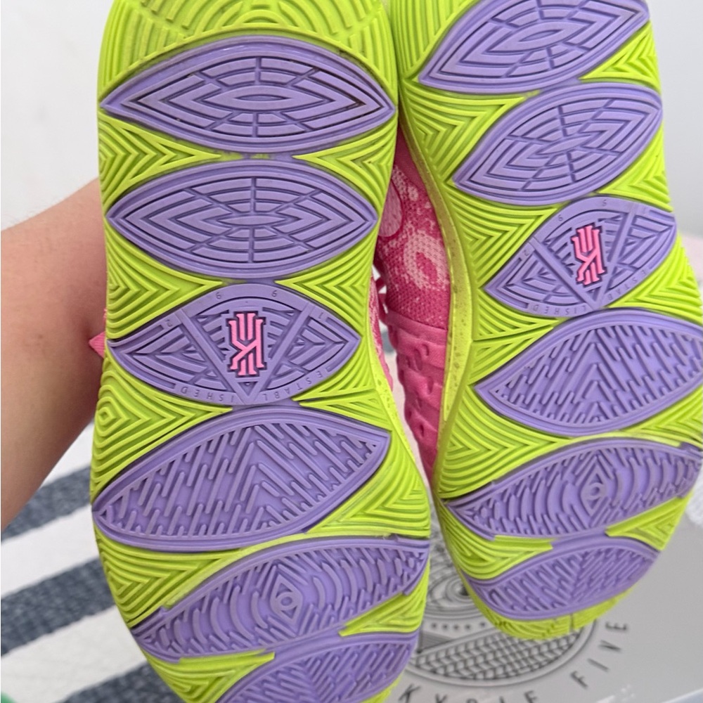 Nike Kyrie 5 Kids Sneakers - Pink and Neon Green - Picture 7 of 9